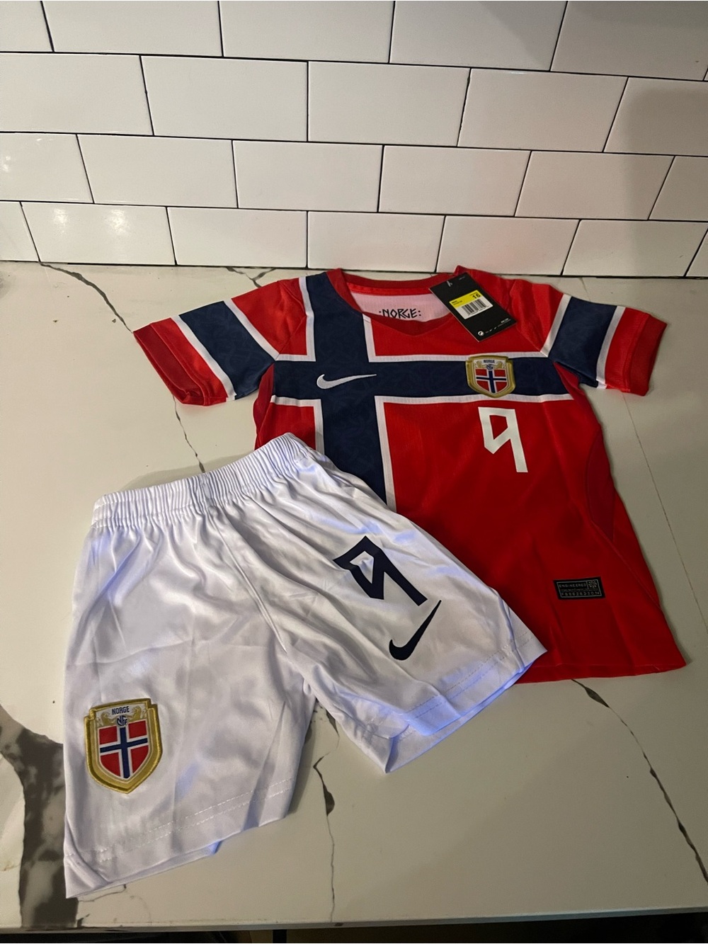 Youth Erling Braut Haaland Jersey And Short Set Size 16.